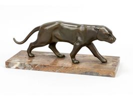 Sculpture  c. 1920, patinated cast metal on marble plinth