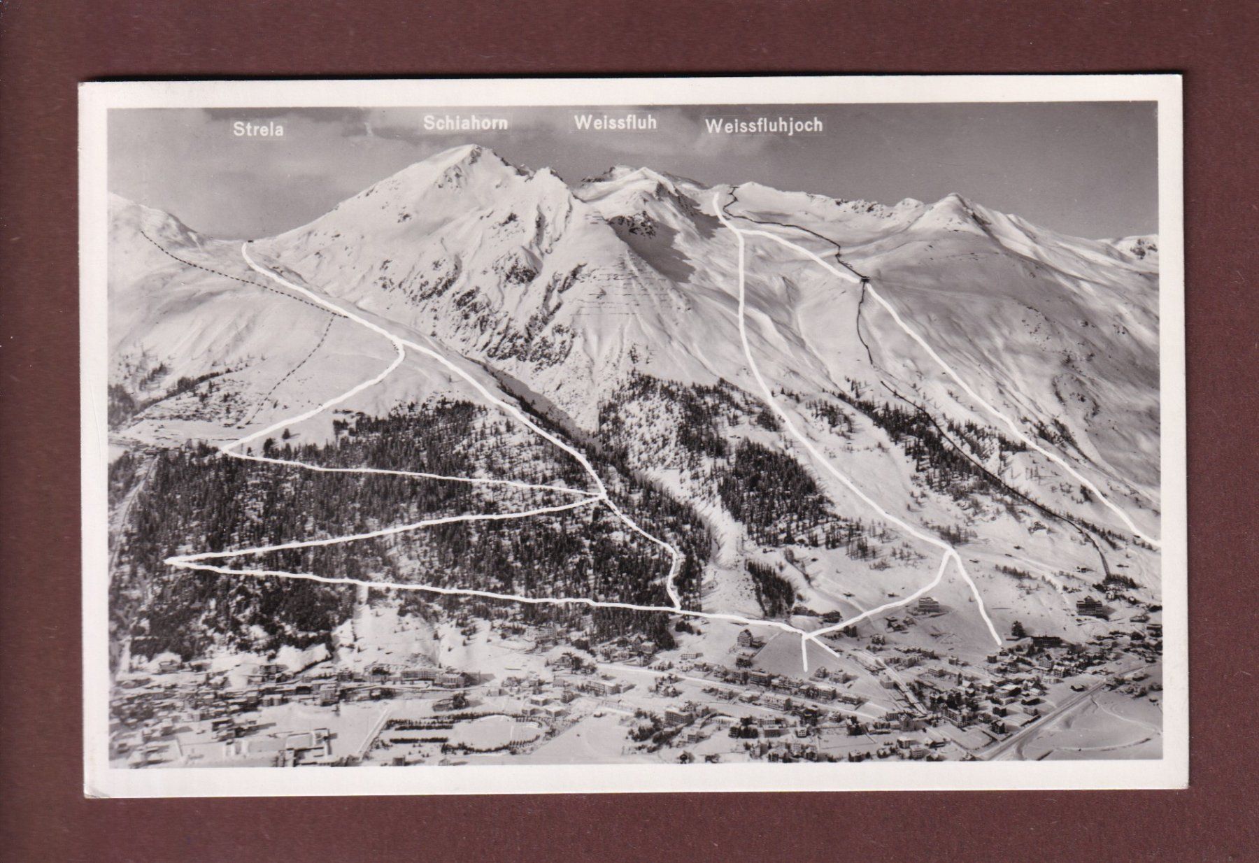 Cartoline postali: DAVOS mit Abfahrten - 1939 – Usato da Pully venduto da nicecards-shop