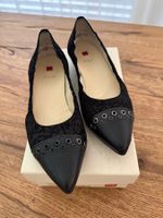 Högl Ballerinas schwarz mit Ösen Grösse 39 guter Zustand