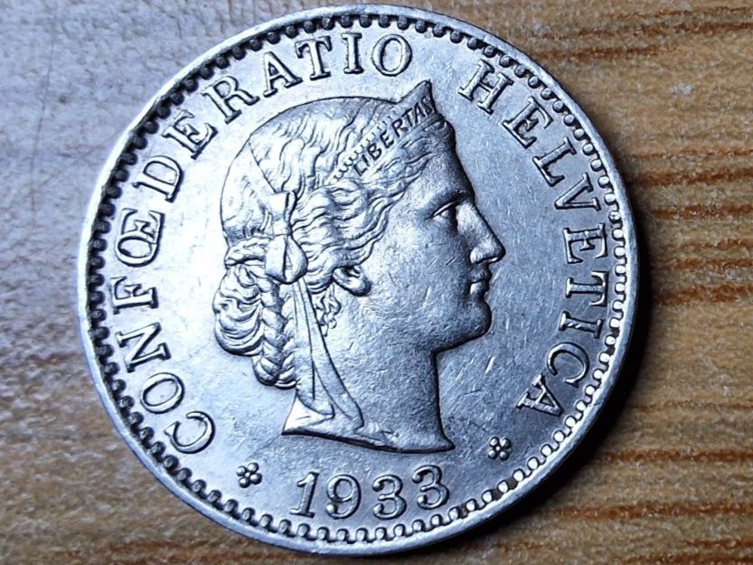 Tutti le monete: 20 Rappen 1933 - fast vorzüglich! – Usato da Münchenstein venduto da purbach1 4