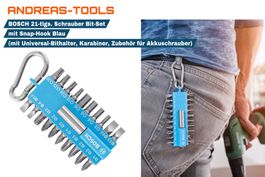 BOSCH 21-tlgs. Schrauber Bit-Set mit Snap-Hook Blau