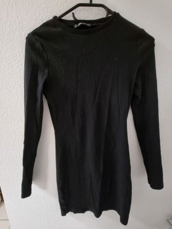 Elegantes Schwarzer Langarm Kleid Gr S