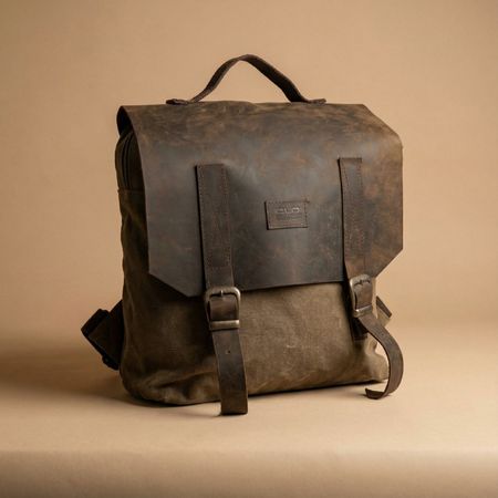 Vintage Leather & Canvas Backpack - Great for Fall Hikes!