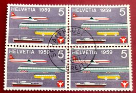 4 er Block Nr.343 Verkehrshaus Luzern mit Stempel  