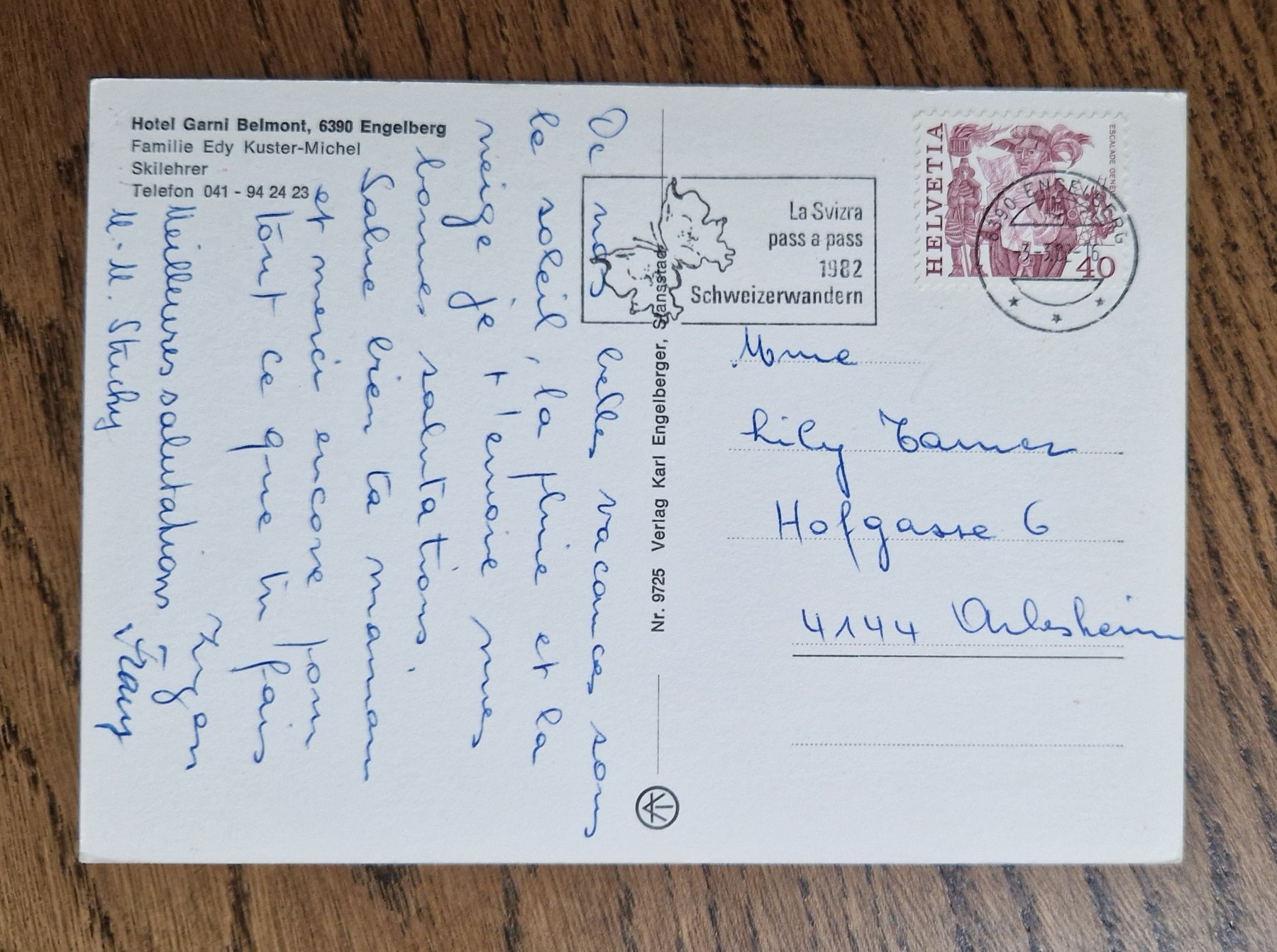 Cartoline postali: Hotel Garni Belmont, Engelberg 1982 – Usato da Ebikon venduto da Donar50 1