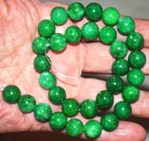 Stein Perlen Strang B-1265 – Grüne Jade 12mm 32 Stück 37cm