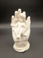Deko-Figur Engel in Hand weiss gebrauchter Zustand