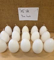 15 Eierkerzen weiss 9 cm hoch neuwertiger Zustand