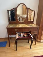 Antiker Frisiertisch mit Spiegel und Hocker Holz