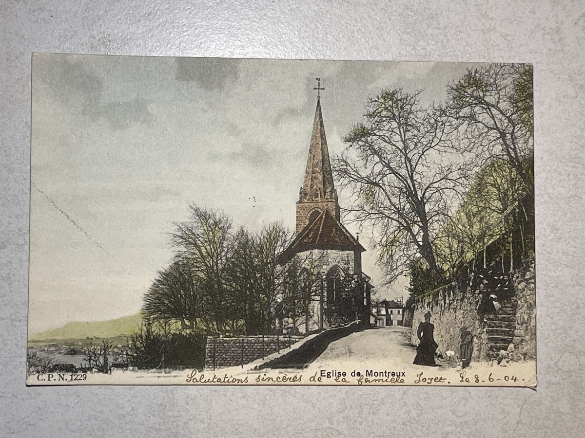 Cartoline postali: Montreux, Eglise  1904 – Usato da Strengelbach venduto da Aschatan5