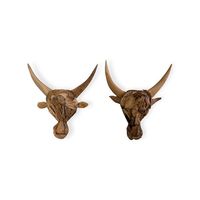 Wanddekoration Bull Unikat Teakholz 26 x 32