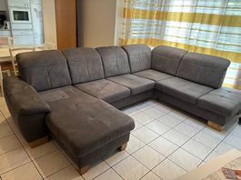 Couch / Wohnlandschaft / Stoff: Taurus in Lederoptik /Grau