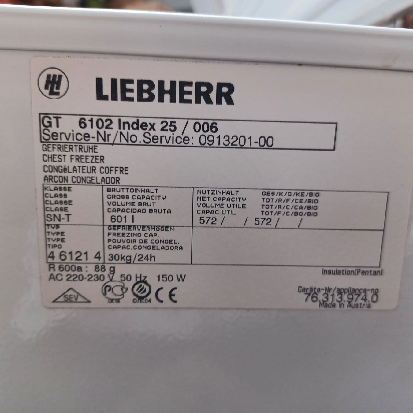 Congelatori: Gefriertruhe Liebherr GT 6102 – Usato da Niederhelfenschwil venduto da Chleeblatt1938 4