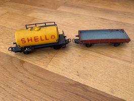 Märklin Güterwagen Shell und Flachwagen vintage