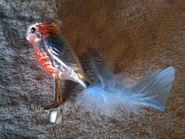 Weihnachtsbaumschmuck Vogel mit Federclip Vintage, Glas
