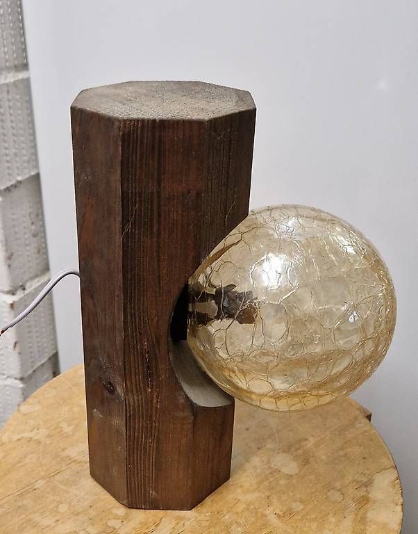Lampade: Wandlampe Holz mit Glaskugel – Usato da Rütschelen venduto da heheko 1