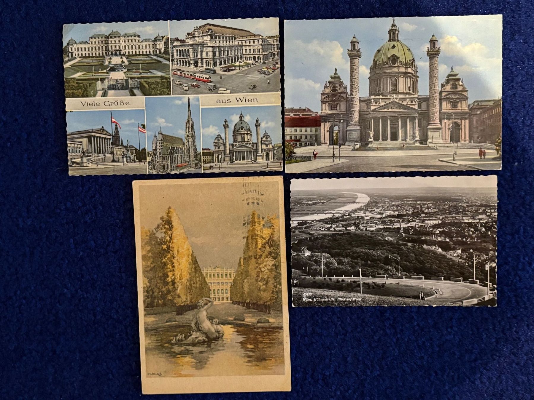 Cartoline postali: 4 alte Ansichtskarten Wien, div. Sujets, von ca. 1960 – Usato da Biel/Bienne venduto da TomBaBi
