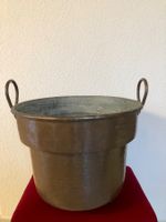 Grosser Kupfertopf, antik, mit Griffen, Vintage Deko