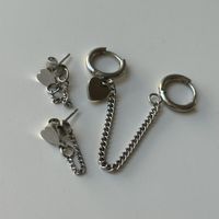 Silberne Edelstahl Kreolen Set