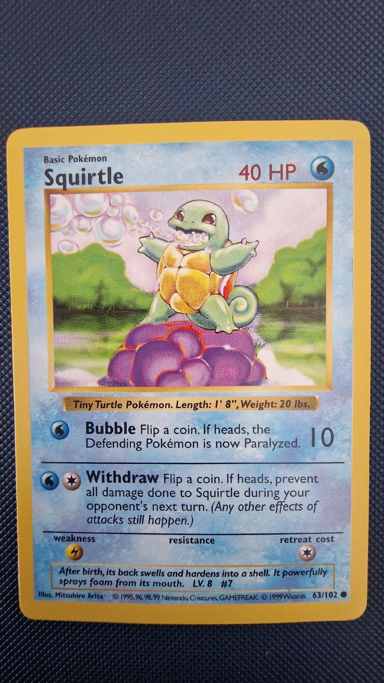 Pokémon Sammelbilder & Trading cards: Squirtle [Shadowless] #63 – Pokémon Base Set – Gebraucht aus Veytaux von PocketMonster