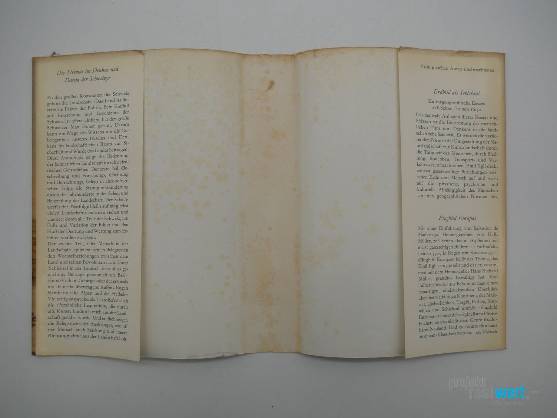 Bücher: EMIL EGLI Erlebte Landschaft – Gebraucht aus Winterthur von Restwert_Winterthur 1