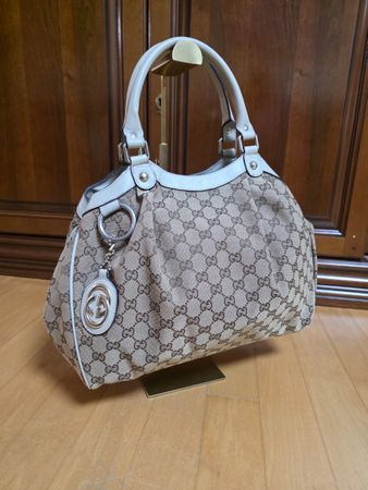 Gucci Sukey Tasche GG Monogramm Beige/Hellgrau-Neuwertig!54
