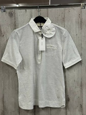 Spoon Damen Golf-Polo  Bow Piqué Stripes Grey/Beige Melange