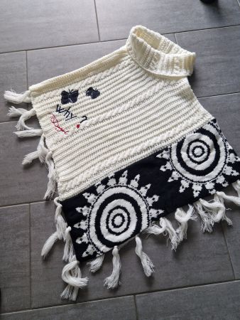 DESIGUAL Poncho , Schwarz/Weiss Gr.S