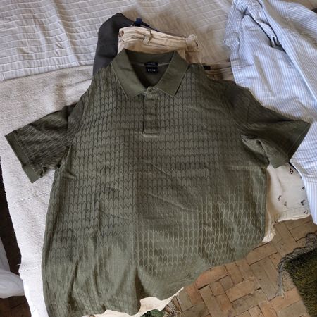 Boss Polo Shirt Mercerised Olive Green Size L