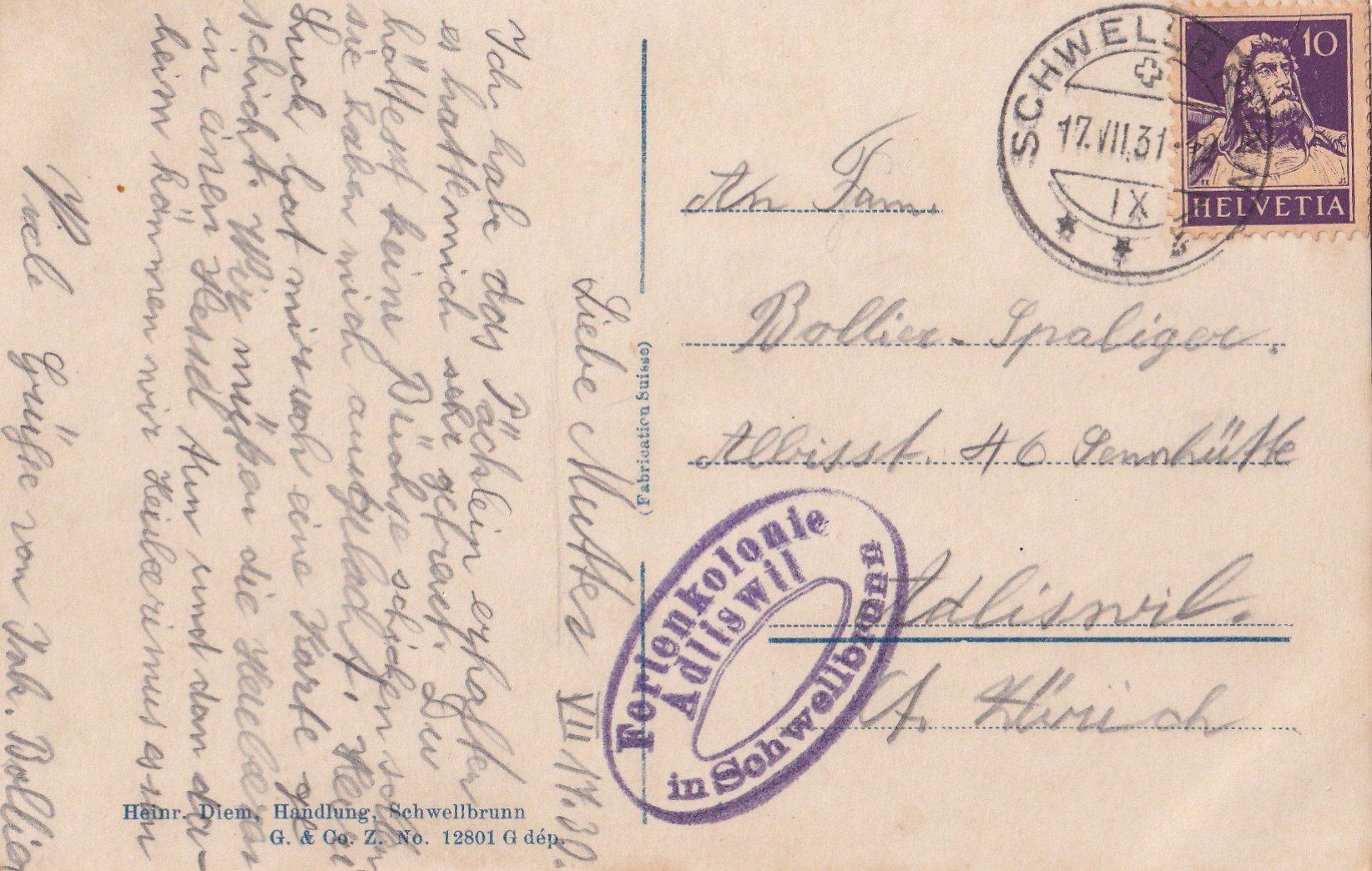 Cartoline postali: Schwellbrunn Strassenpartie – Usato da Olten venduto da clotaldi 1