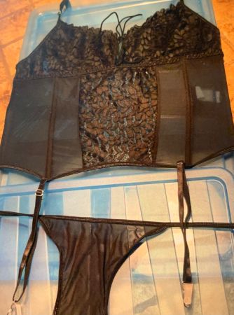Glamour Corsetto con reggicalze e tanga-Tg M/L-nuovo