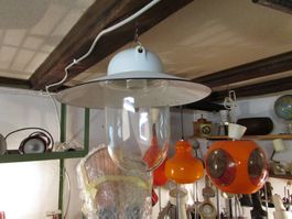 Vintage Email Stall Decken Lampe Leuchte 40er 50er Jahre