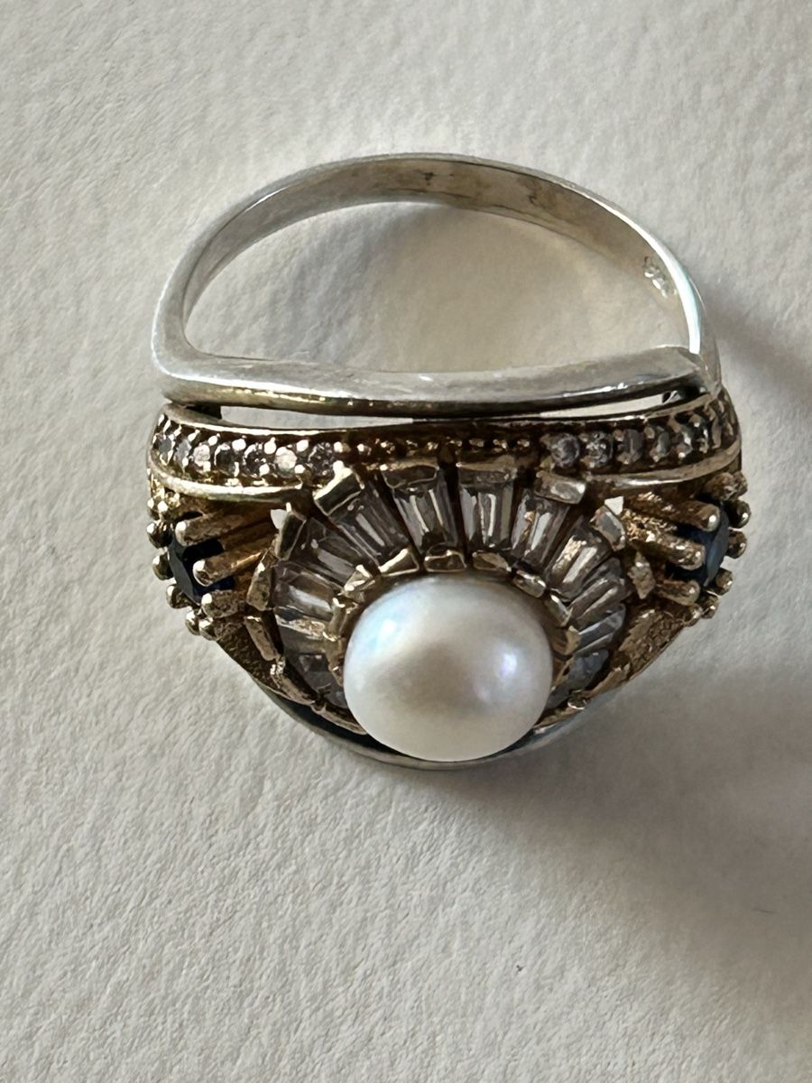 Anelli: Wunderschöner 925 Silber Ring mit Perle und Zirkonia Gr. 62 – Usato da Düdingen venduto da Reconflo 3