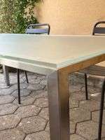 Gartentisch 180x90, Edelstahl mit Glasplatte und 4 Stühlen