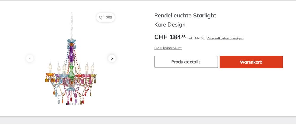 Kare Design Pendelleuchte Starlight mehrfarbig gebraucht (Gebraucht) in ...