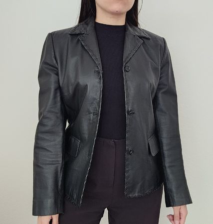 Vintage 90s Lederblazer mit schöner Ziernaht ca. S/M