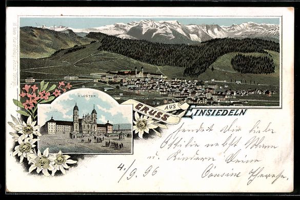 Cartes postales: Litho Einsiedeln, Kloster, Panorama – D'occasion à Berlin par bartko-reher