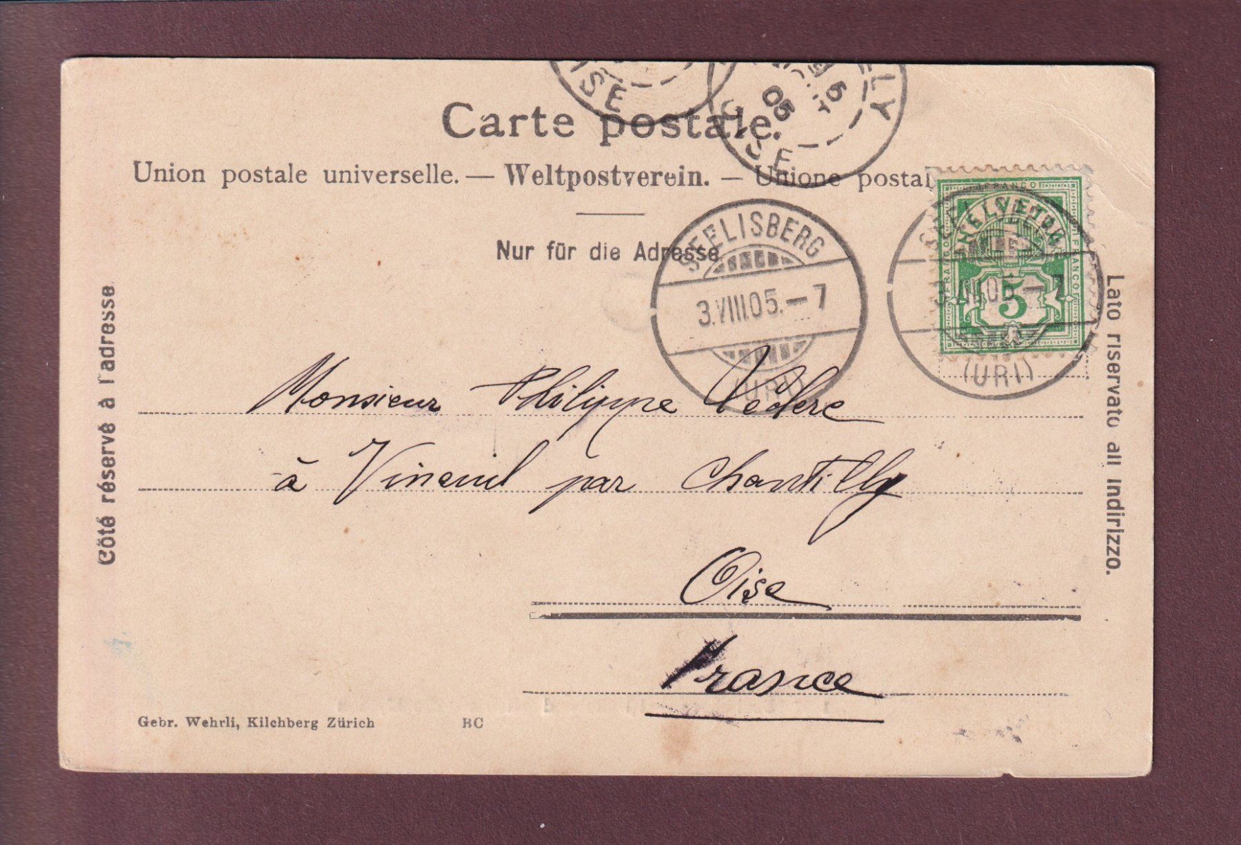 Cartoline postali: SEELISBERG - Kirche - Mythen - 1905 – Usato da Pully venduto da nicecards 1