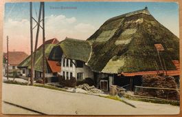 Bauernhäuser in Unterentfelden mit Strohdächern um 1910