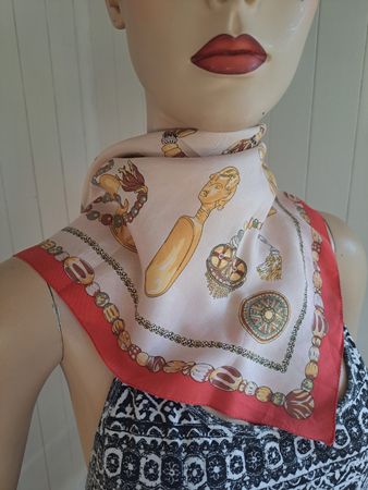JAGO 70s Vintage Foulard Carré Seide Halstuch