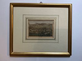 St. Gallen Zinkographie um 1890 handkoloriert Echgold-Rahmen