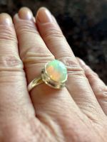 Bague argent 925 opale naturelle T.55