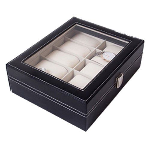 Scatole porta orologi: Coffret pour 10 montres noir coutures blanches – Nuovo e nell'imballaggio originale da Marsens venduto da jogocade