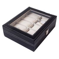 Coffret pour 10 montres noir coutures blanches