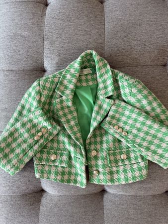Giacca corta a quadri verde/bianca S