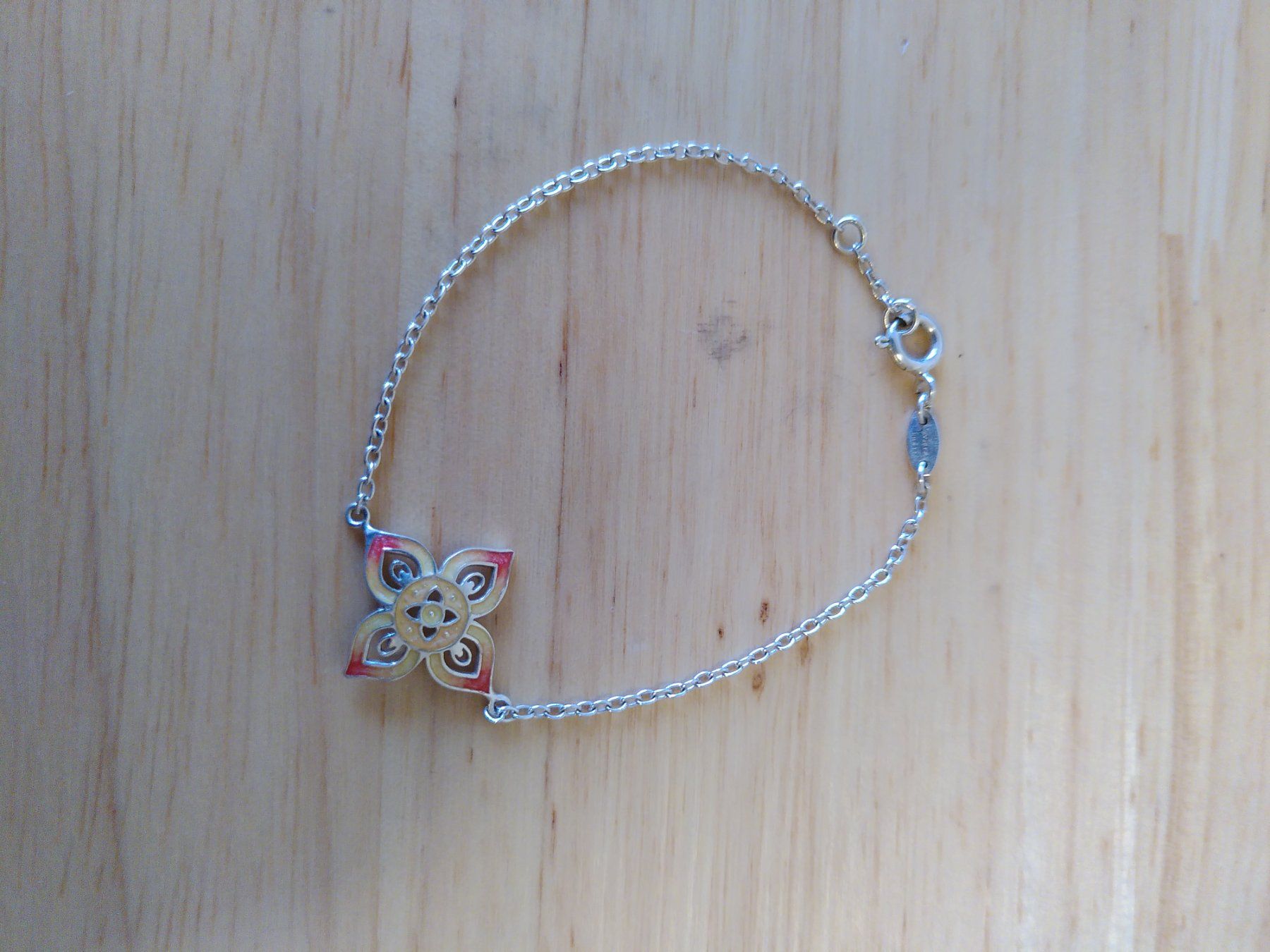 Olga Ribler Armbänder & -reifen: Silber 925 Armkette mit Emaille Blume Vintage – Gebraucht aus Kriens von Wolly85