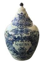 Antike Deckelvase "MAKUBA" Delft Blau