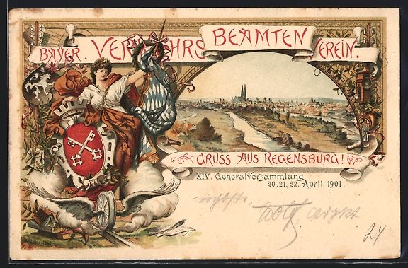 Cancelleria postale: Litho Regensburg, Generalversammlg. Bayr – Usato da Berlin venduto da bartko-reher