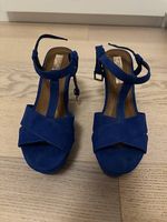 Blaue Riemchen-Heels von Zara mit Blockabsatz  Grösse 36