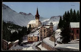 AK Arosa, Ansicht der Kirche im Winter